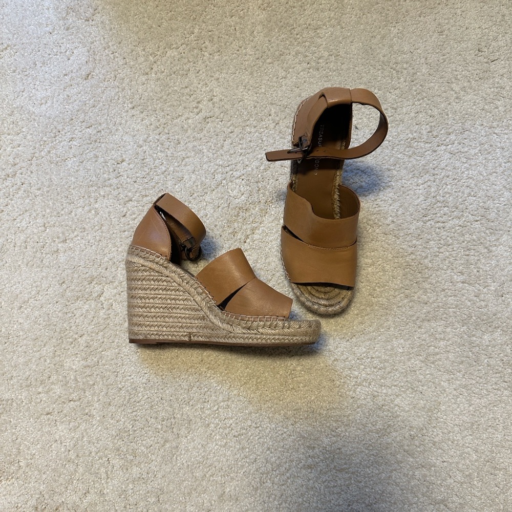 Treasure & Bond Brown Ankle Strap Wedges